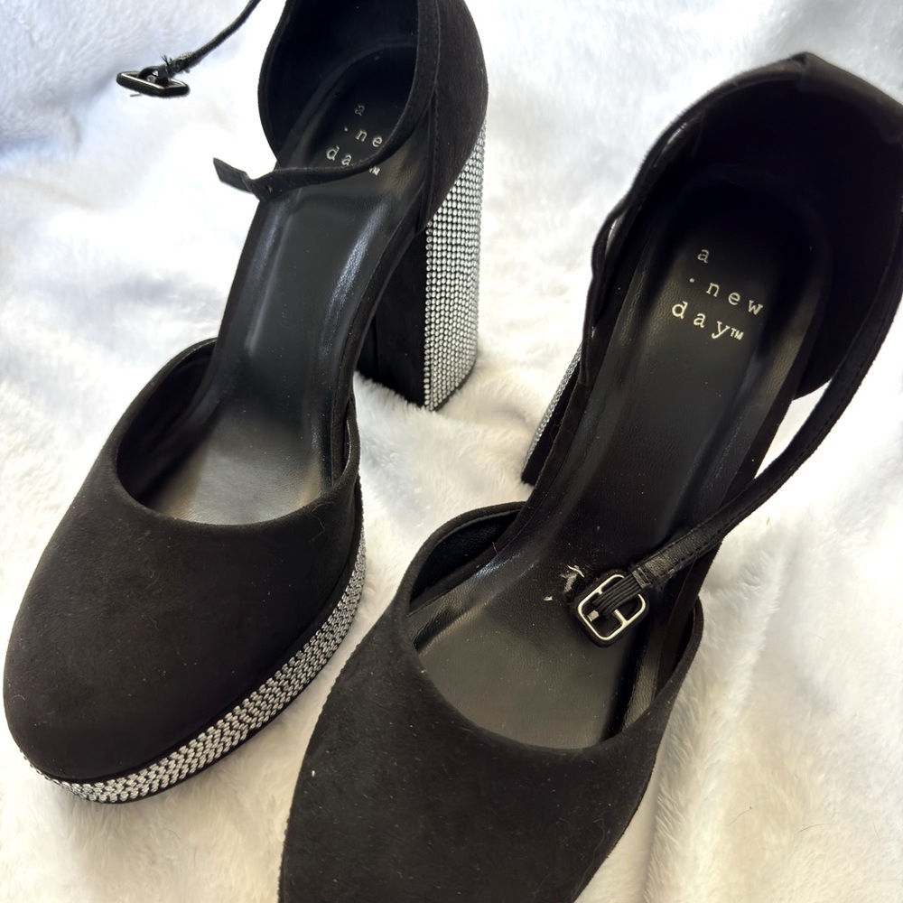 Women's Noir Rhinestone Platform Heels - A New Day Jet Black